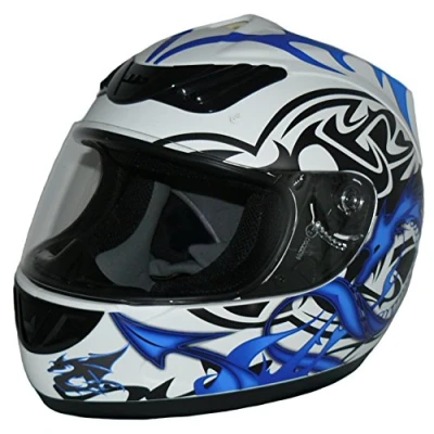 Afbeelding van Protectwear Motorhelm, integraalhelm, drakendesign (blauw/wit), maat M