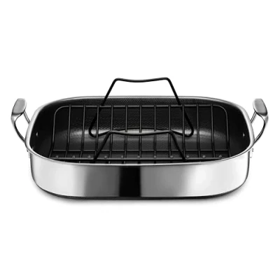 Afbeelding van HexClad Hybride Nonstick braadpan met rek, ovenvriendelijk, compatibel alle kookplaten