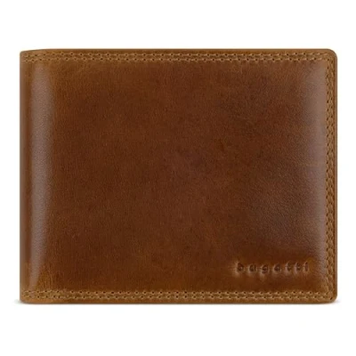 Afbeelding van bugatti Savona portemonnee van plantaardig buffelleer, RFID liggend formaat, lederen voor heren, cognac