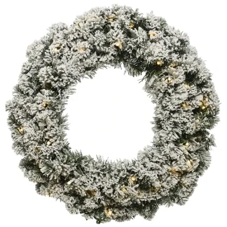 Afbeelding van Kerstkrans / Deurkrans 60CM met LED verlichting en sneeuweffect 50 lampjes