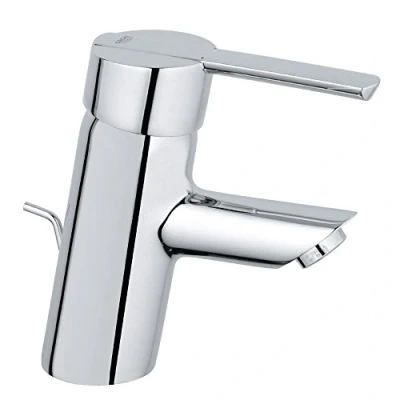 Afbeelding van Grohe feel wastafelmengkraan s size trekwaste eengreeps 1 gats cartouche keramisch 150mm hoogte 105mm uitloop vast chroom 32557000