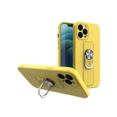 Afbeelding van Ring Case siliconen hoesje met vingerhouder en standaard voor iPhone 11 Pro Max geel