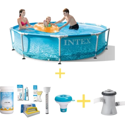 Afbeelding van Intex Zwembad Metal Frame Strandzijde 305 x 76 cm Inclusief WAYS Onderhoudspakket &amp; Filterpomp