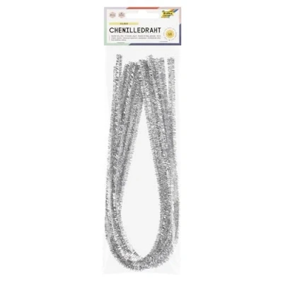 Afbeelding van Chenilledraad Folia 50cm lang 10 stuks zilver