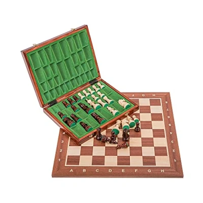 Afbeelding van SQUARE Pro Schaak Set nr. 5 MAHONIE LUX Schaakfiguren en Schaakbord van hout