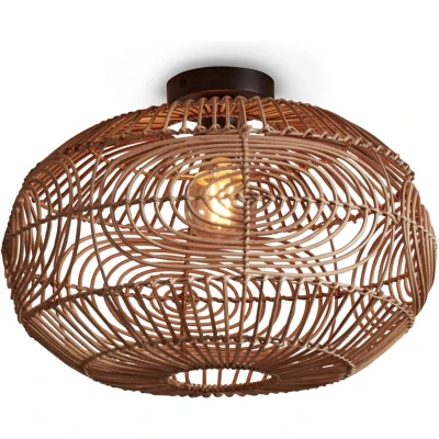 Afbeelding van Good&amp;Mojo Plafonniere Madeira Rotan Ovaal Naturel 48x48x30cm