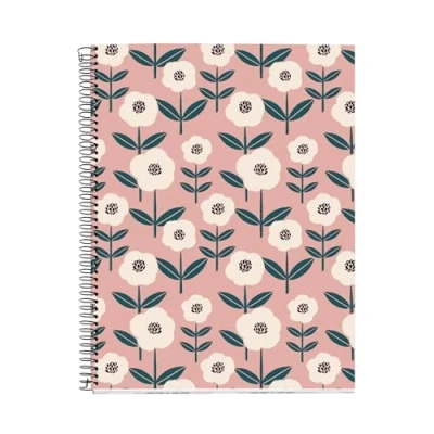 Afbeelding van Miquelrius Notitieboek A4 (210 x 297 mm), 100 vellen, geruit, 70 g/m², vaste kartonnen omslag, 4 kleurlinten, spiraalbinding, gaten, geruit notitieboek, mooi schrijfwaren, roze