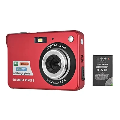 Afbeelding van Andoer digitale camera met 1 stuk oplaadbare batterij 1080p, 48MP, HD 8x zoom anti trilling, 2,7 inch LCD scherm, kleine camera, goedkope compactcamera voor kinderen, tieners en beginners, kindervakantie fotografie