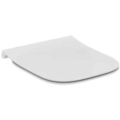 Afbeelding van Ideal Standard i.life S, smalle sandwich toiletbril met soft close, wc bril roestvrijstalen scharnieren voor compacte toiletten, wit