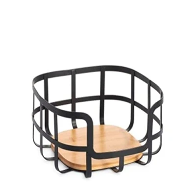 Afbeelding van Fruitschaal DKD Home Decor 24 x 12,7 cm Natuurlijk Zwart Staal