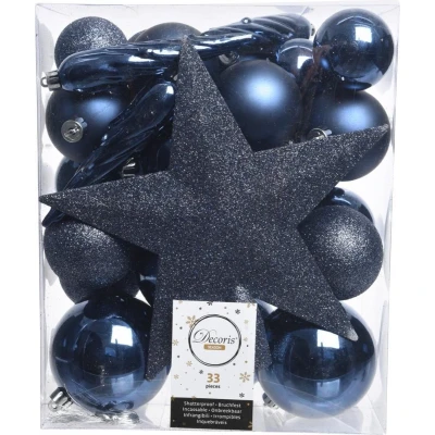 Afbeelding van Kerstboomversiering Mix 33 st. Nachtblauw Decoris