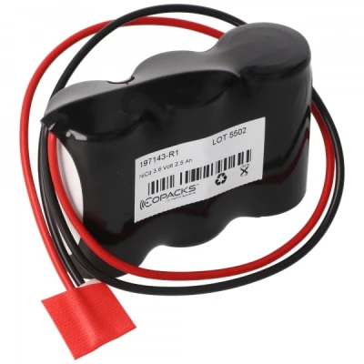 Afbeelding van batterij voor noodlicht NiCd 3.6V 2500mAh F1x3 Baby C met 200 mm kabel aan één zijde vervangt 3.6 V