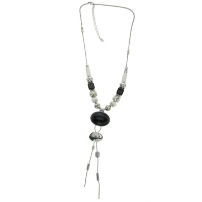 Afbeelding van Behave Lange ketting met keramieke kralen en ovale hanger