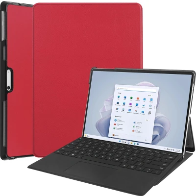 Afbeelding van Case2go Hoes geschikt voor Microsoft Surface Pro 9 13 inch Cover Book Case met Stand Functie Rood