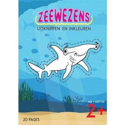 Afbeelding van Zeewezens: Uitknippen en inkleuren kleruboek voor kinderen