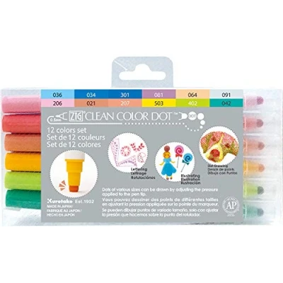 Afbeelding van Kuretake Zig CORPORATION Clean DOT ASST 12PK, 12 kleuren set, één maat