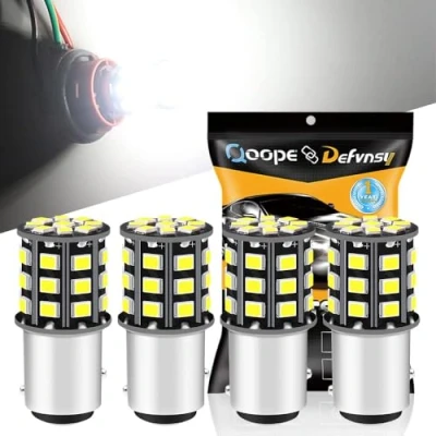 Afbeelding van DEFVNSY Pack van 4 1157 BAY15D 2057 2357 7528 Super Helder Wit 12 24V DC 2835 33SMD LED lampen voor back up omgekeerde lichten, remlichten, achterlichten, interieur RV Camper verlichting