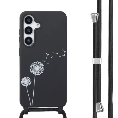 Afbeelding van Samsung Galaxy S25 Hoesje Siliconen en TPU (zacht) imoshion Softcase/Koordhoesje/Backcover Dandelion Black Telefoonhoesje