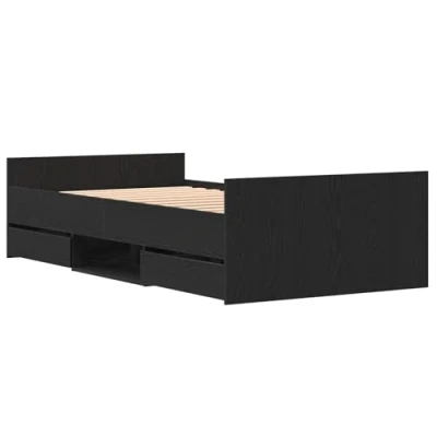 Afbeelding van vidaXL Bedframe zonder Matras Zwart Eiken 90x200 cm Bewerkt Hout