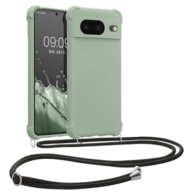 Afbeelding van kwmobile telefoonhoesjegeschikt voor Google Pixel 8 Hoesje van siliconen met telefoonkoord In grijsgroen