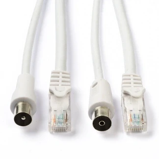Afbeelding van Netwerk en coax kabel Nedis Met Connectoren 3 m (Cat6, Wit)