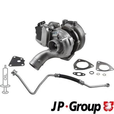 Afbeelding van JP GROUP 1117800210 Turbocharger Uitlaatgasturbo incl. Magnetische koppeling, Met olietoevoerleiding AUDI: A4 B7 Avant, A6 C6 Avant