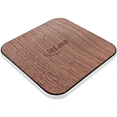Afbeelding van InLine Qi hout opladen, Draadloze snellader, smartphone draadloos 5/7,5/10W/15W, Type C (15 W), laders, Bruin