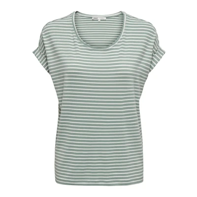 Afbeelding van ONLY Onlmoster Stripe O NECK Tshirt print, Dames, Maat: Small, Jadeite/cloud dancer