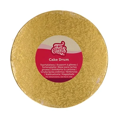 Afbeelding van FunCakes Cake Drum Rond Goud Ø20 cm / 12 mm Taartonderlegger Taartkarton
