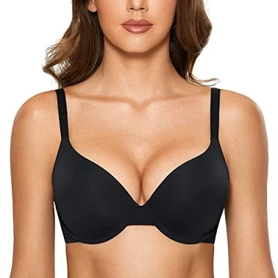 Afbeelding van DOBREVA Vrouwen Push Up T Shirt Bra Underwire Gewatteerde BH&#039;s Plunge Volledige dekking zwart 80B
