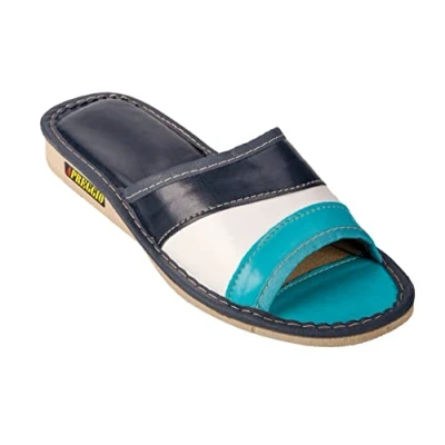Afbeelding van APREGGIO pantoffels voor dames, van leer, comfortabele lederen stevige rubberen zool, handgemaakt, Kleurenschema, 36 EU