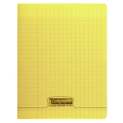 Afbeelding van Calligraphe 18124C Geel Geniet schrift 17x22 cm 96 grote ruiten pagina&#039;s 90 g wit papier Transparante polypropyleen kaft merk van Clairefontaine