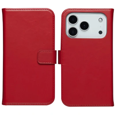 Afbeelding van Apple iPhone 17 Pro Max Hoesje Echt leder Selencia Bookcase Rood Telefoonhoesje