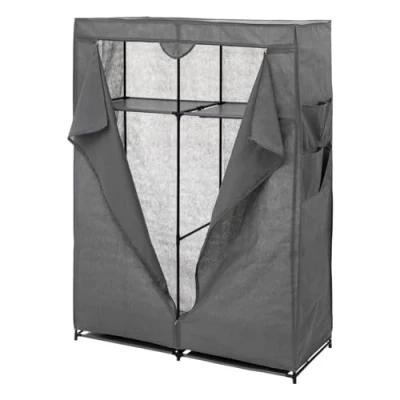 Afbeelding van 5Five Mobiele kledingkast opvouwbaar grijs kunststof 110 x 45 155 cm hang en leg opties