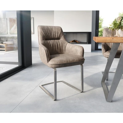 Afbeelding van sledemodel Zelia Flex met armleuning vlak roestvrij staal taupe vintage