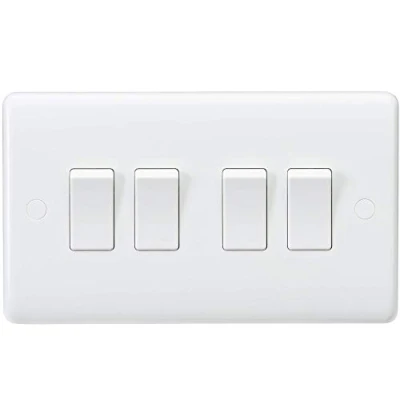 Afbeelding van Knightsbridge CU4100 gebogen rand 10 A 4 bende 2 weg schakelaar, wit