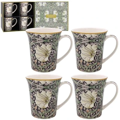 Afbeelding van The Leonardo Collection William Morris Pimpernel Mokken Set van 4 Keuken &amp; Thuis Stijlvolle Servies voor elke gelegenheid Mooie koffiekopset heren, geschenken en