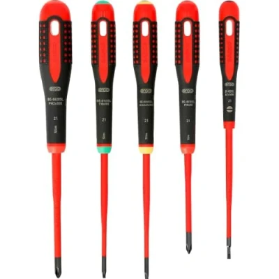 Afbeelding van Bahco Schroevendraaierset ERGO™ geïsoleerd VDE driecomponentengreep smal blad gleuf Phillips TORX® 5 delig BE 9871SL