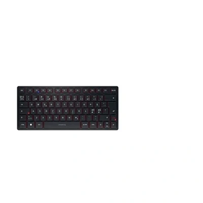 Afbeelding van CHERRY KW 9200 Mini, compact toetsenbord voor meerdere apparaten, tot 4 verschillende pan Nordic lay out (QWERTY), verbinding via Bluetooth, radio of bekabelde technologie, zwart