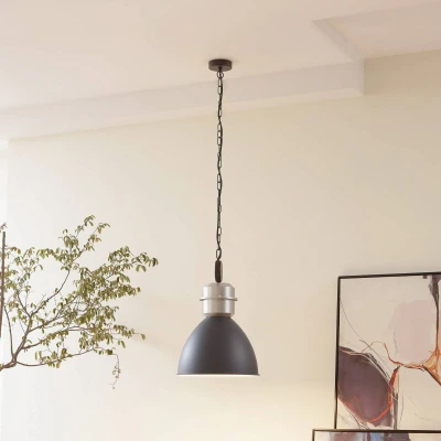 Afbeelding van Lucande hanglamp 1licht Aluminium H: 50 cm E27 zand zwart, wit