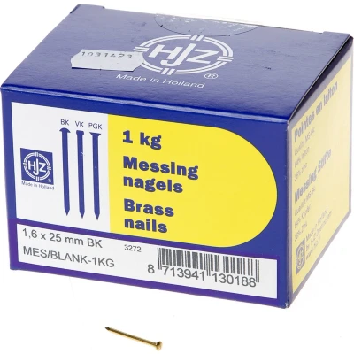 Afbeelding van Hjz Messing nagels bombe kop 1.6 x 25mm 1kg