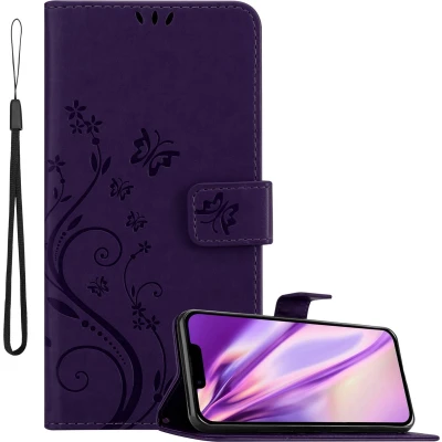 Afbeelding van Cadorabo Hoesje geschikt voor Apple iPhone 14 PLUS in Bloemen DONKER PAARS Beschermhoes Case Cover magnetische