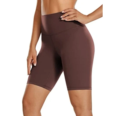 Afbeelding van CRZ Yoga Dames Butterluxe Shorts 8&#039;&#039; Hoge Taille Workout Gym Leggings Hardlopen Spandex Biker Taupe XL