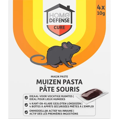 Afbeelding van Home Defense Muizen Pasta Alfachloralose Kant en Klare Lokdoos Magik Paste 4 stuks