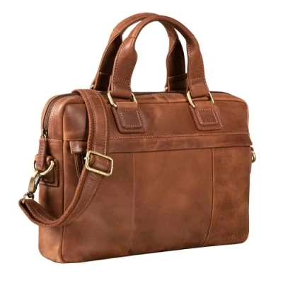 Afbeelding van STILORD &#039;Andrew&#039; Vintage Business Leather Case Klassieke aktetas voor mannen en vrouwen 13,3 inch laptop geval het werk Office Attachable, Kleur:andorra bruin