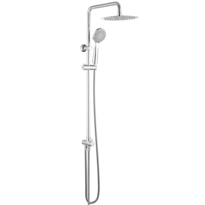 Afbeelding van GRIFEMA G7005 Douchesysteem, Douchestang met Hoofddouche en Handdouche, Slang, Verstelbare Stang Steun, Zonder Kraan, Chroom, Zilver