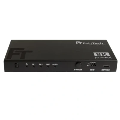 Afbeelding van FeinTech SW212 HDMI 2.1 Switch 2 in 1 Out met audio Extractor 4K 120Hz en automatische omschakeling, 8K 60Hz, VRR, ALLM, splitter naar optische SPDIF Toslink 3,5 jack