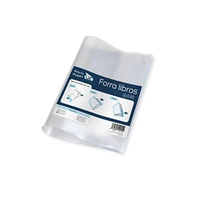 Afbeelding van RAYLU PAPER Verstelbare boekhoes met plakstrip, 5 stuks, zelfklevende boekhoezen van duurzaam 130 micron pvc, eenvoudige en snelle installatie (28,5 x 53)