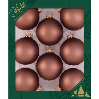 Afbeelding van Krebs Kerstballen 8 stuks kokosnoot bruin glas 7 cm