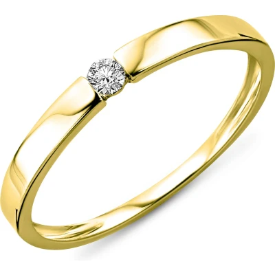 Afbeelding van Miore Ring met Diamant Dames 9 Karaat Kleur Geelgoud Handgemaakte Hoogwaardige Sieraden